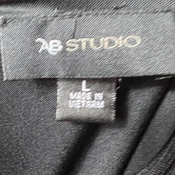 AB Studio Black White Colorblock Dress Dramatic Bell Sleeve Cocktail Party Sz L - Picture 8 of 11